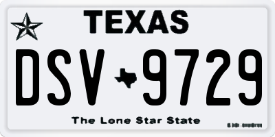 TX license plate DSV9729