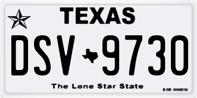 TX license plate DSV9730