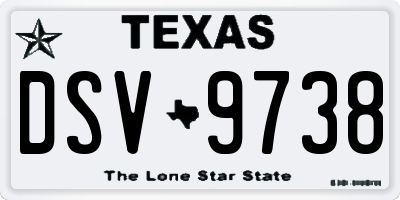 TX license plate DSV9738