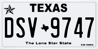 TX license plate DSV9747