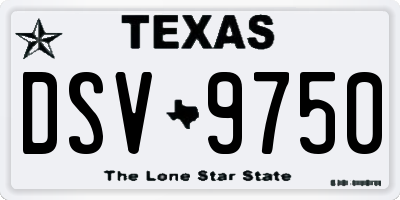 TX license plate DSV9750