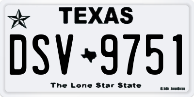 TX license plate DSV9751