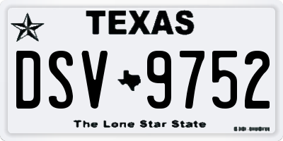 TX license plate DSV9752