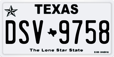 TX license plate DSV9758
