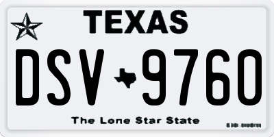 TX license plate DSV9760