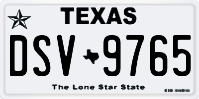 TX license plate DSV9765