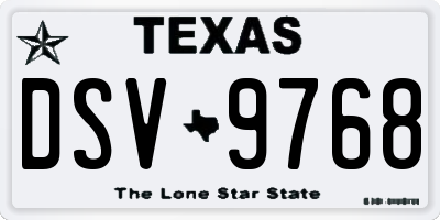 TX license plate DSV9768