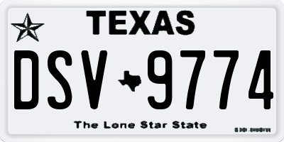 TX license plate DSV9774