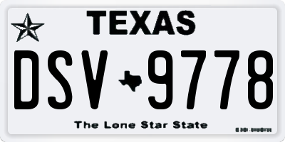 TX license plate DSV9778