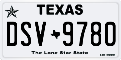 TX license plate DSV9780