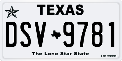 TX license plate DSV9781