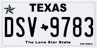TX license plate DSV9783