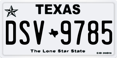 TX license plate DSV9785