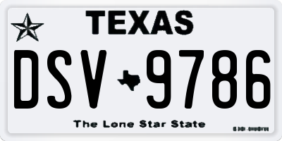 TX license plate DSV9786