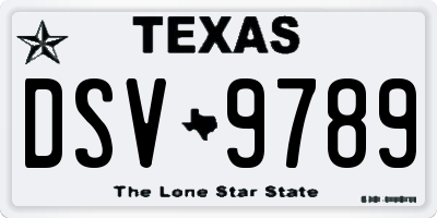 TX license plate DSV9789