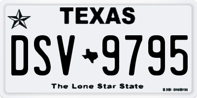 TX license plate DSV9795