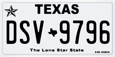 TX license plate DSV9796