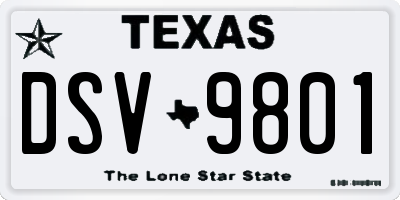 TX license plate DSV9801