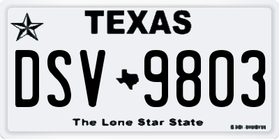 TX license plate DSV9803