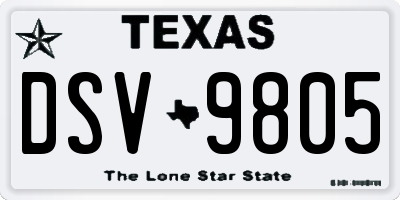 TX license plate DSV9805