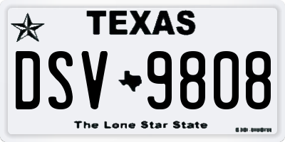 TX license plate DSV9808