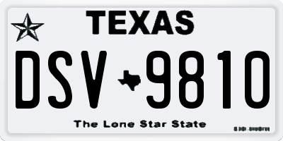 TX license plate DSV9810
