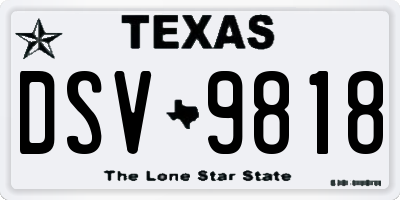 TX license plate DSV9818