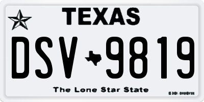 TX license plate DSV9819