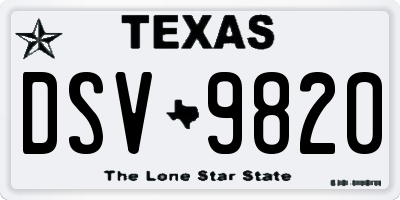 TX license plate DSV9820