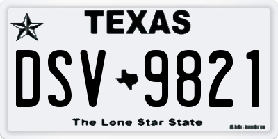 TX license plate DSV9821