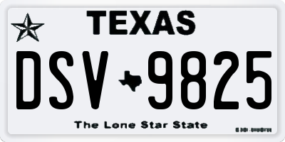 TX license plate DSV9825
