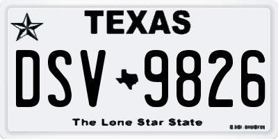 TX license plate DSV9826