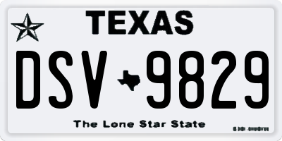 TX license plate DSV9829