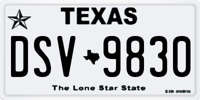 TX license plate DSV9830