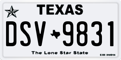TX license plate DSV9831