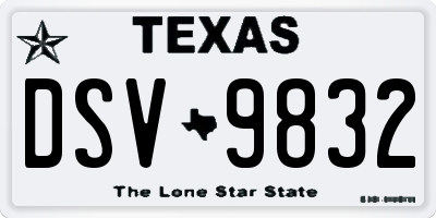 TX license plate DSV9832