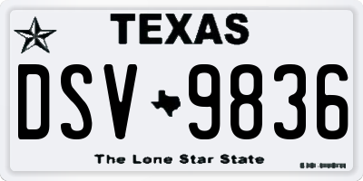 TX license plate DSV9836