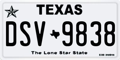 TX license plate DSV9838