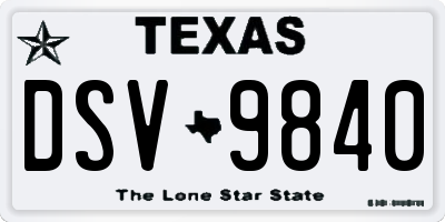 TX license plate DSV9840