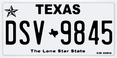TX license plate DSV9845