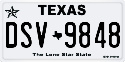 TX license plate DSV9848
