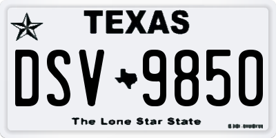 TX license plate DSV9850