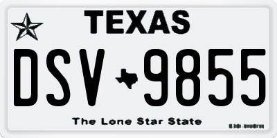 TX license plate DSV9855