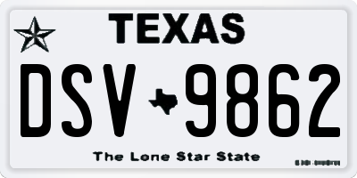 TX license plate DSV9862
