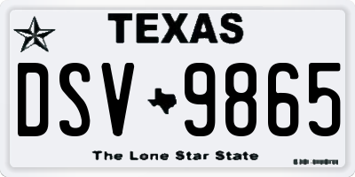 TX license plate DSV9865
