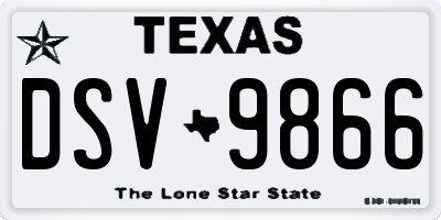 TX license plate DSV9866