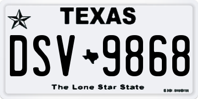 TX license plate DSV9868