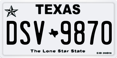 TX license plate DSV9870