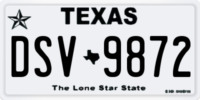 TX license plate DSV9872
