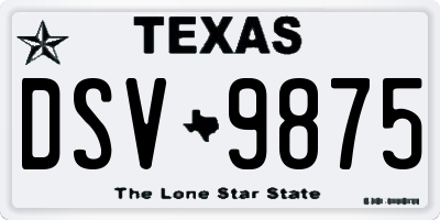 TX license plate DSV9875